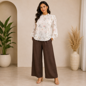 White Floral Frill Top
