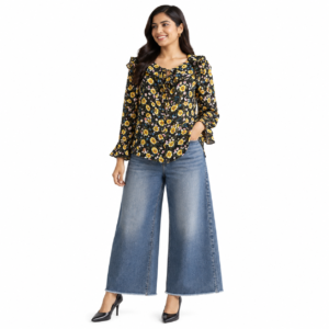 Black Georgette Floral Top