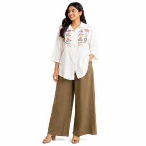 White Embroidered Cotton Shirt