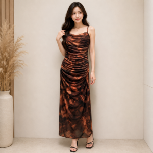 Brown Black Long Party Dress