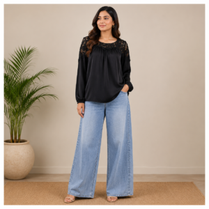 Black Net Yoke Top