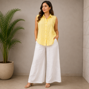 Yellow Sleeveless Cotton Shirt